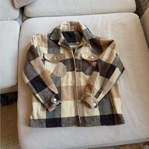 Women’s Flannel Shacket Brown and Tan Plaid